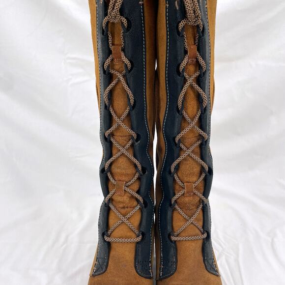Sorel Cate the Great Elk Black & Tan Knee High Lace Up Suede Boots Size 9 - Picture 5 of 15